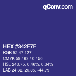 カラーコード: HEX #342F7F | qconv.com