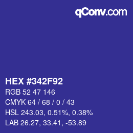 Color code: HEX #342F92 | qconv.com
