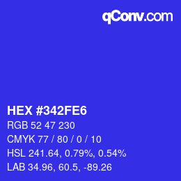 Color code: HEX #342FE6 | qconv.com