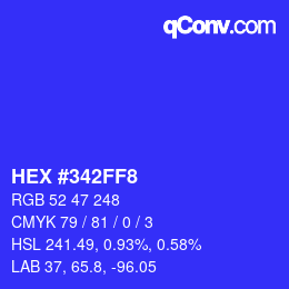 Color code: HEX #342FF8 | qconv.com
