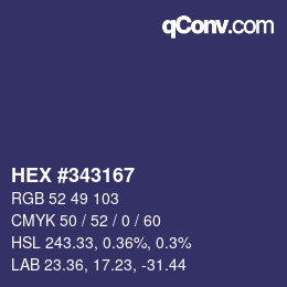 Color code: HEX #343167 | qconv.com