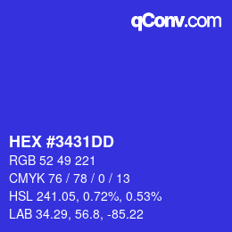 Color code: HEX #3431DD | qconv.com