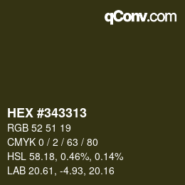 Color code: HEX #343313 | qconv.com