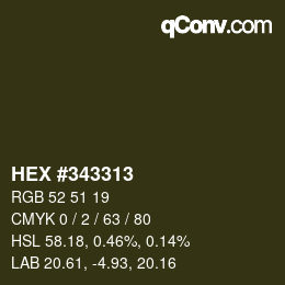 Color code: HEX #343313 | qconv.com