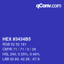 Color code: HEX #3434B5 | qconv.com