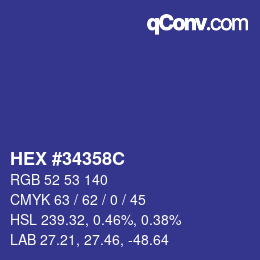 カラーコード: HEX #34358C | qconv.com