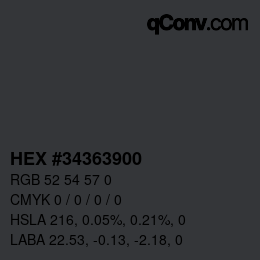 Color code: HEX #34363900 | qconv.com