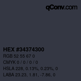 カラーコード: HEX #34374300 | qconv.com