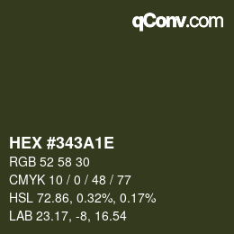 Color code: HEX #343A1E | qconv.com
