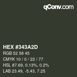 颜色代码: HEX #343A2D | qconv.com