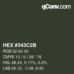 カラーコード: HEX #343C2B | qconv.com