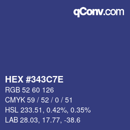 Color code: HEX #343C7E | qconv.com