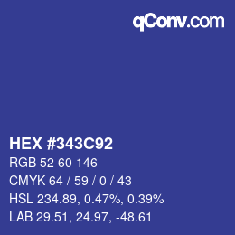 Color code: HEX #343C92 | qconv.com