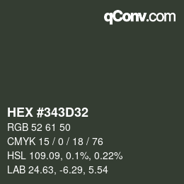 Color code: HEX #343D32 | qconv.com