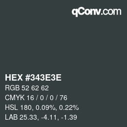 Color code: HEX #343E3E | qconv.com
