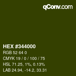 Color code: HEX #344000 | qconv.com