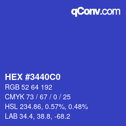 Color code: HEX #3440C0 | qconv.com