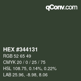 Color code: HEX #344131 | qconv.com