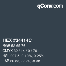 Farbcode: HEX #34414C | qconv.com