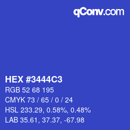 颜色代码: HEX #3444C3 | qconv.com
