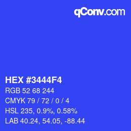 Color code: HEX #3444F4 | qconv.com