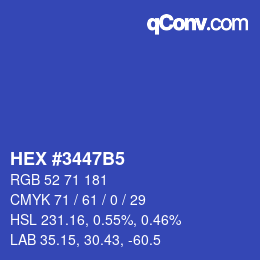 カラーコード: HEX #3447B5 | qconv.com