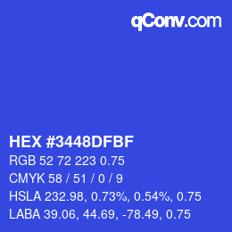 Color code: HEX #3448DFBF | qconv.com