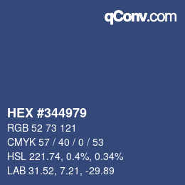 Farbcode: HEX #344979 | qconv.com