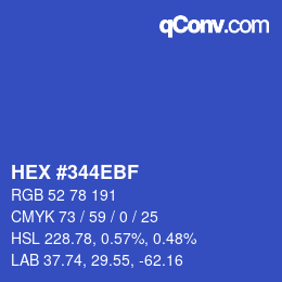 カラーコード: HEX #344EBF | qconv.com