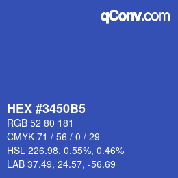 Color code: HEX #3450B5 | qconv.com