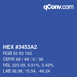 颜色代码: HEX #3453A2 | qconv.com