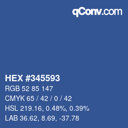 颜色代码: HEX #345593 | qconv.com