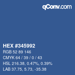 カラーコード: HEX #345992 | qconv.com