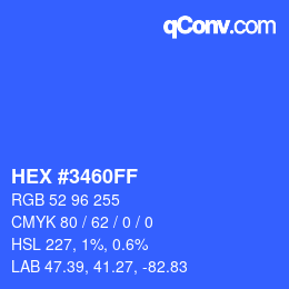 Color code: HEX #3460FF | qconv.com