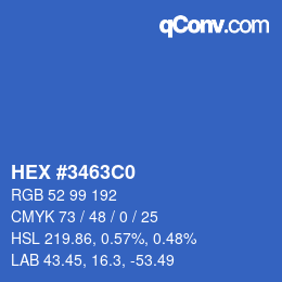 Color code: HEX #3463C0 | qconv.com