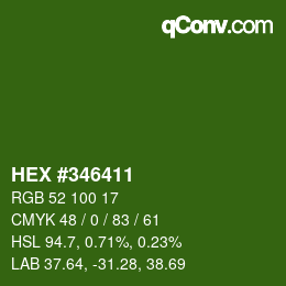 颜色代码: HEX #346411 | qconv.com
