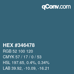 Color code: HEX #346478 | qconv.com
