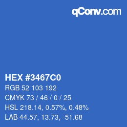 Color code: HEX #3467C0 | qconv.com