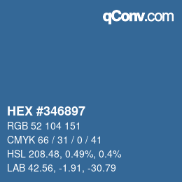 Farbcode: HEX #346897 | qconv.com