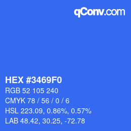 Color code: HEX #3469F0 | qconv.com