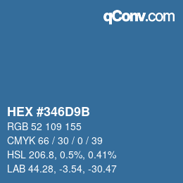 カラーコード: HEX #346D9B | qconv.com