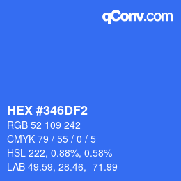 Farbcode: HEX #346DF2 | qconv.com