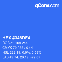 Farbcode: HEX #346DF4 | qconv.com
