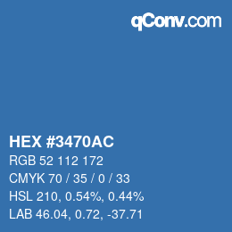 カラーコード: HEX #3470AC | qconv.com