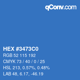 Color code: HEX #3473C0 | qconv.com