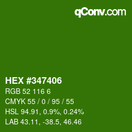 Color code: HEX #347406 | qconv.com