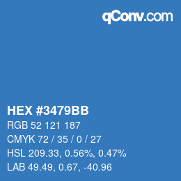 Color code: HEX #3479BB | qconv.com