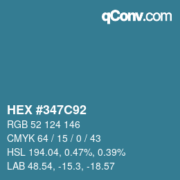 Color code: HEX #347C92 | qconv.com