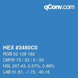 カラーコード: HEX #3480C0 | qconv.com