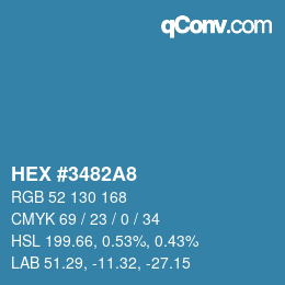 颜色代码: HEX #3482A8 | qconv.com